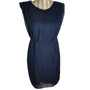 Forever 21 Essentials Blue Sleeveless Dress w/ Sheer Overlay Size Medium